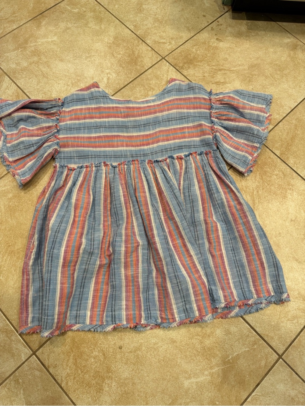Free People Summer Nights Blue Lagoon Striped Mini Babydoll Dress Size Small